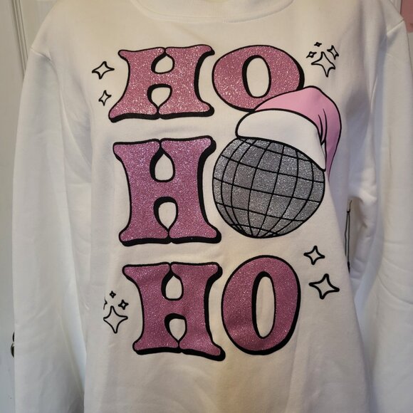 Better Together Christmas Sweatshirt White & Pink With HO, HO, HO Size Large NWT - Picture 2 of 6